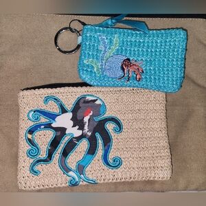 Vera Bradley Ocean Sea Collection NWT Octopus Crab Straw Zip Wristlet ID Wallet